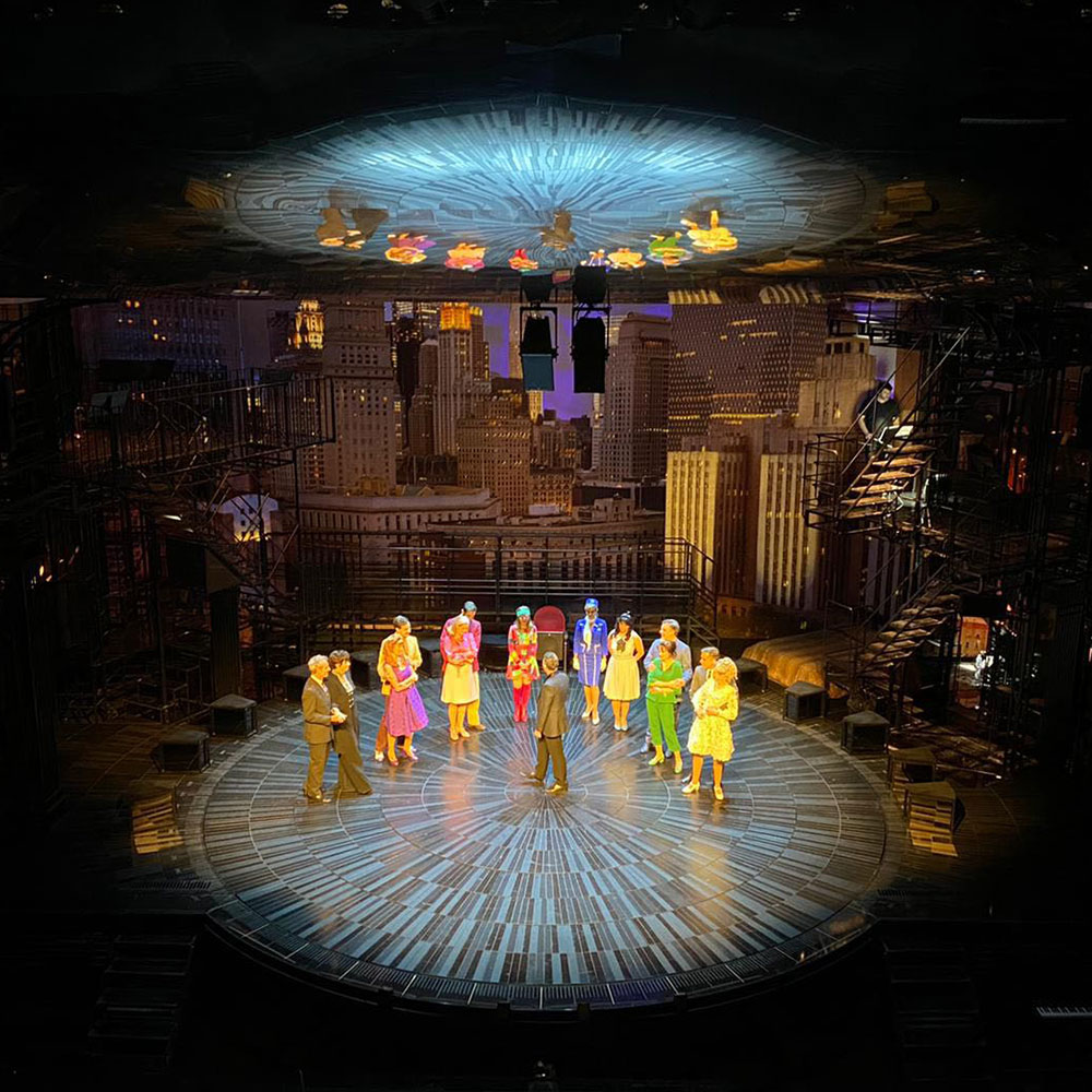 A theater is using a revolving stage platform for their performance